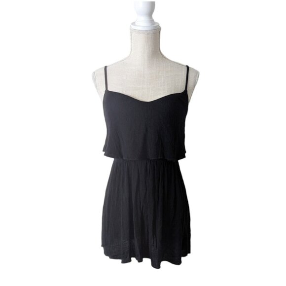 Topshop Womens Black Ruffle Strappy Mini Dress - Picture 1 of 6